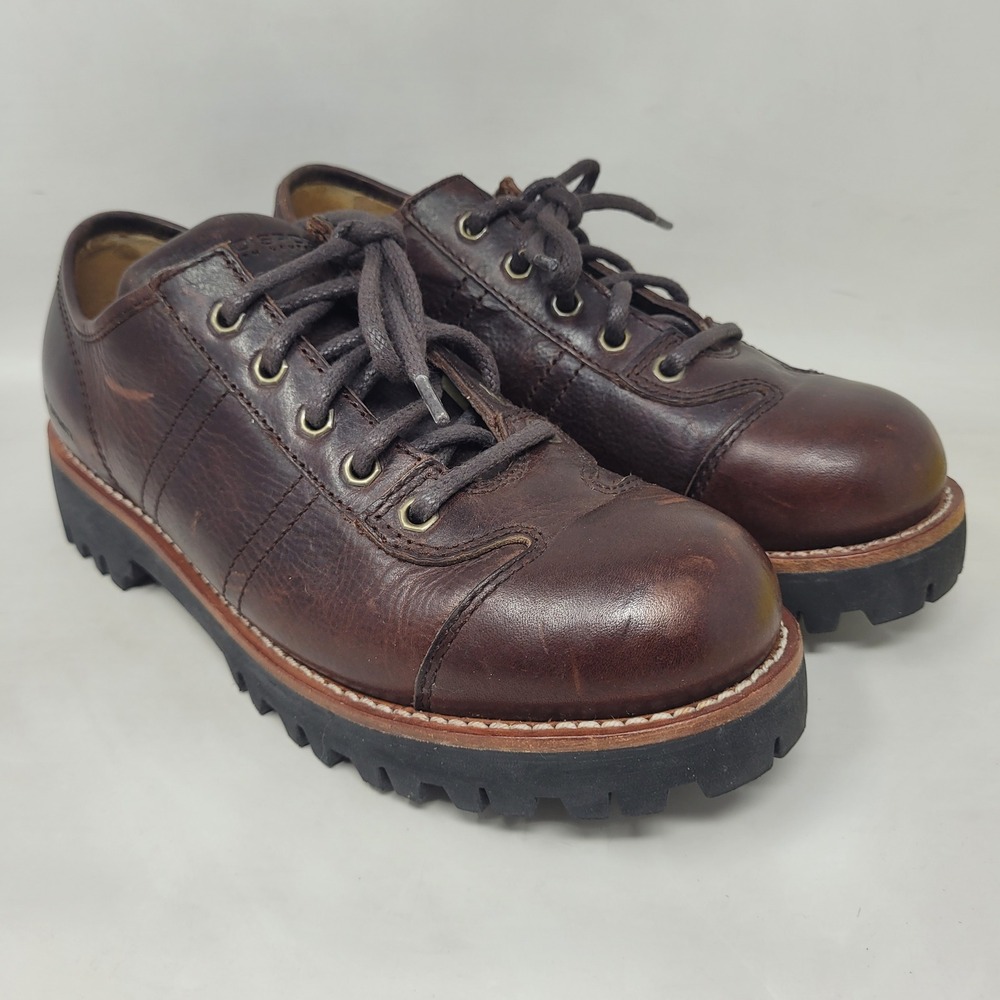 Vintage Polo Sport Shoes 8.5B Brown Leather Lug Sole Oxford Preppy Chunky 90s